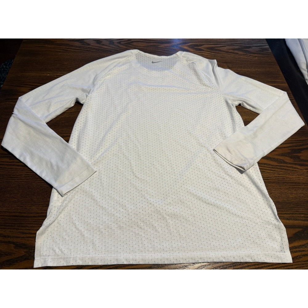 Nike Dri FIT Running Shirt Womens Large White Long Sleeve Perforated Workout - Picture 5 of 16